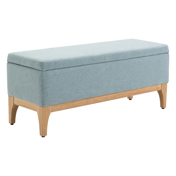 Banca de Depozitare HOMCOM din Tesatura cu Efect In si Lemn pentru Hol, 110x39x45lcm, Albastru deschis | Aosom Romania