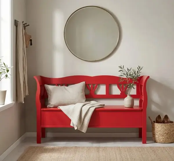 Banca mare cu finisaj Bright Red