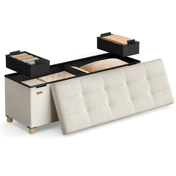 Bancuta hol cufar cu depozitare Melisa Bej 110x38x40 cm