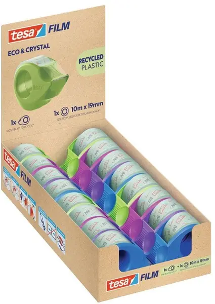 Bandă adezivă cu dozator Tesa Eco & Crystal - 19 mm х 10 m