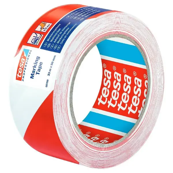 Banda adeziva marcare alb rosu PVC 50 mm x 33 m Banda adeziva marcare alb rosu PVC 50 mm x 33 m
