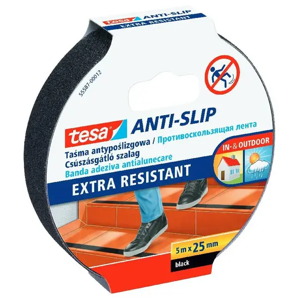 Banda adeziva neagra 25 mm x 5 m antialunecare Banda adeziva neagra 25 mm x 5 m antialunecare
