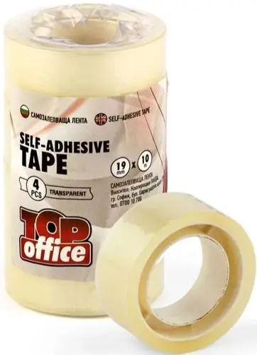 Banda adeziva Top Office - 19 mm x 10 m, transparenta, 4 buc.