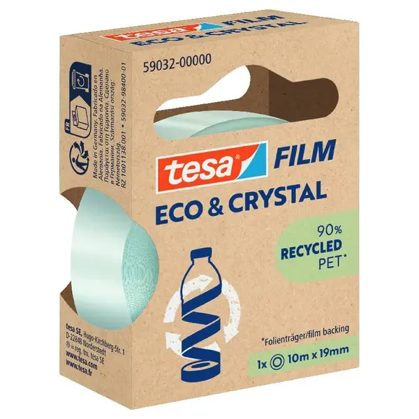 Banda adeziva transparenta PET reciclat 19 mm x 10 m Banda adeziva transparenta PET reciclat 19 mm x 10 m