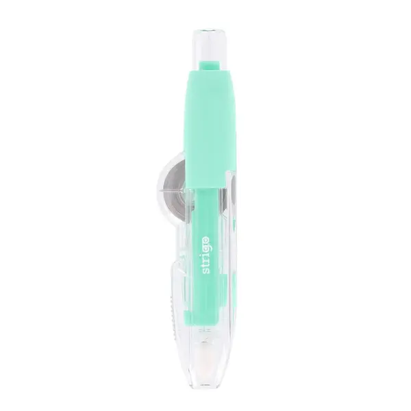 Banda corectoare Strigo tip pix, 5mm x 8m, cu mecanism, corp verde mint