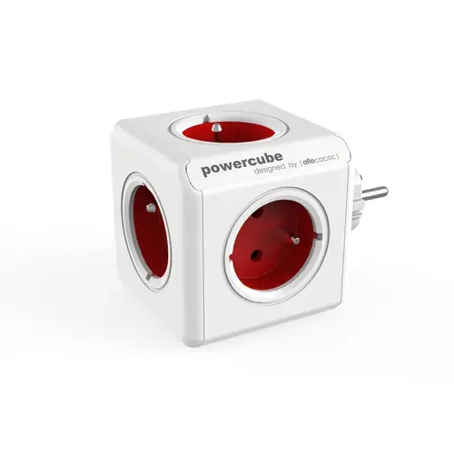 Banda de alimentare Allocacoc PowerCube Original, rosu, 5 prize, tip E cu pin
