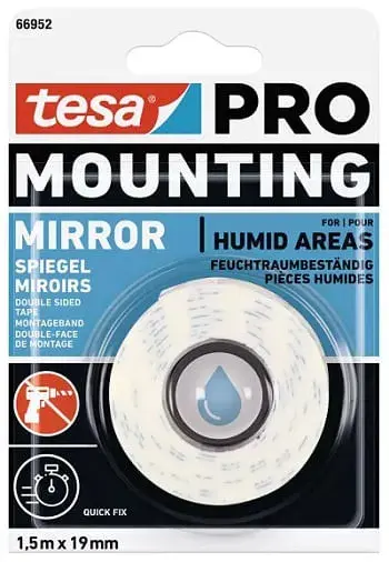 Banda dublu adeziva montaj oglinzi alba 19 mm x 1.5 m Banda dublu adeziva montaj oglinzi alba 19 mm x 1.5 m