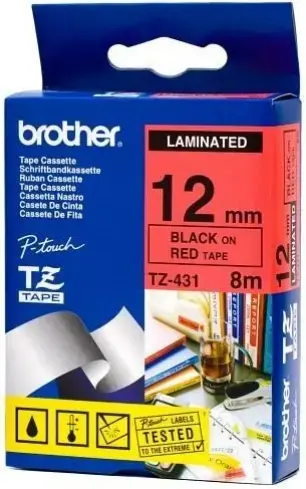 Banda laminata Brother 12mm TZ431 (negru/rosu)