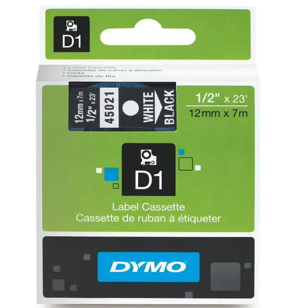 Banda laminata Dymo D1 12mm x 7m Banda laminata Dymo D1 12mm x 7m alb/negru
