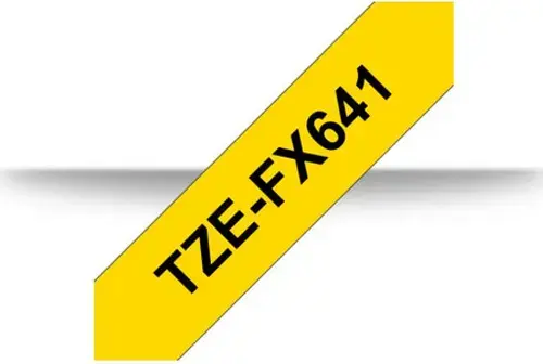 Banda laminata flexibila Brother TZe-FX641, 18mm/8m, Negru/Galben