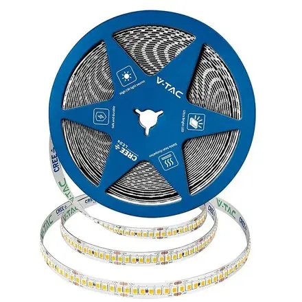 Banda LED 10MM 18W/M 24V IP20 rola 10M 6500K cip CREE V-TAC SKU-2126016