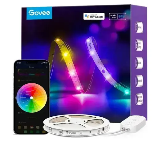 Banda LED Govee H618A RGBIC, Wi-Fi, Voice Assistants, 5m (Alb)