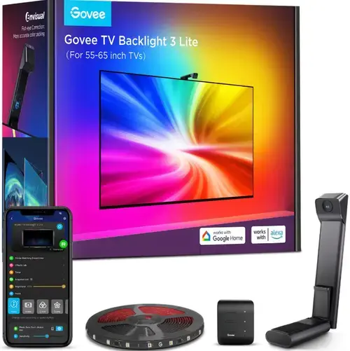 Banda LED inteligenta pentru TV Govee TV Backlight 3 Lite H6099, Wi-Fi, Bluetooth, RGBICW, Camera, 55-65inch, 24W