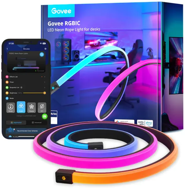 banda led neon rope lights govee h61c3 rgbic, sincronizare muzica, wi-fi+bluetooth, 3m