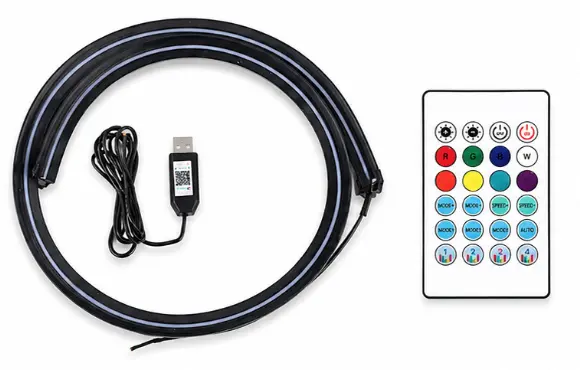 Banda LED RGB Ambientala pentru Parbriz Auto 1.5M Control APP / Telecomanda / Buton Alimentare USB 5V