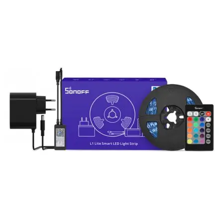 Banda LED RGB inteligenta Sonoff L2-Lite, Wi-Fi, bluetooth, telecomanda, sincronizare muzica, lumina colorata, 5m 6920075776713