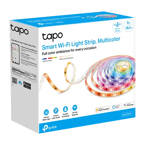 Banda LED RGBW inteligenta, 5 metri, Wi-Fi, control de la distanta - TP-LINK Tapo TapoL930-5