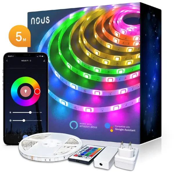 banda led smart nous f1 wifi, 5 metri, control app