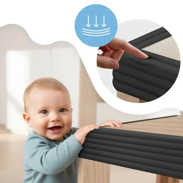 Banda protectie colturi mobila Sipo burete moale 2 metri, latime 75 mm, Negru