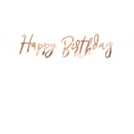 Banner happy birthday rose gold 16.5x62 cm