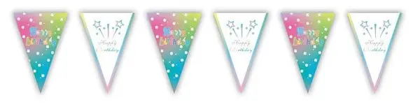 Banner PartyGo - Happy Birthday, iridescent