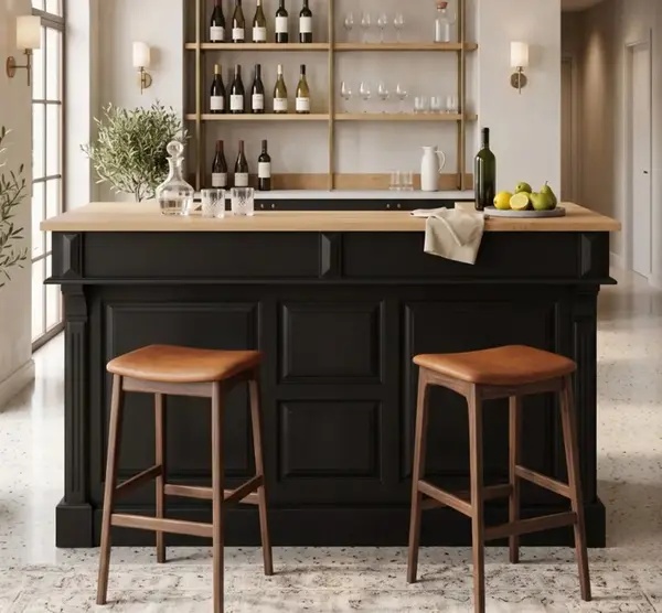 Bar 180cm, blat stejar cu finisaj Black / Golden Brown