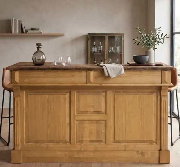 Bar 180cm cu finisaj Light Walnut Waxed / Chestnut Brown