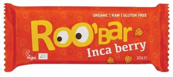 Bar bio raw, inca berry și portocală, 30 g, Roobar