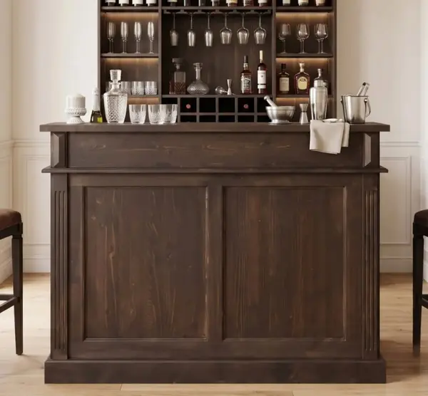 Bar cu 2 sertare, 2 compartimente deschise, blat stejar cu finisaj Ceruit