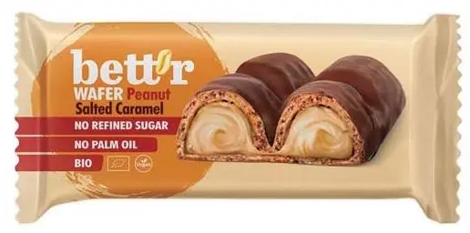 Bară bio cu foi, arahide și caramel sărat, 33 g, Bett'r