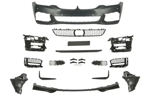 Bara Fata, cu montare radar, M PERFORMANCE, cu grilaje, cu orificii proiector ceata, numar orificii senzori parcare: 6, grund potrivit BMW 5 G30 02.17-