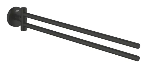 Bara prosop dubla Grohe Essentials, pe perete, 439 mm, pivotanta, metal, mat, negru, 1024672430