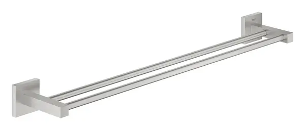 Bara prosop Grohe, Start Cube Double Towel Bar 600mm, montare pe perete, fixare ascunsa, 600mm lungime, dubla, super steel, crom mat