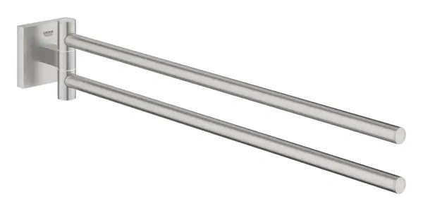 Bara prosop Grohe, Start Cube Double Towel Bar, bara dubla, montare pe perete, 440mm, pivotante, super steel, crom mat
