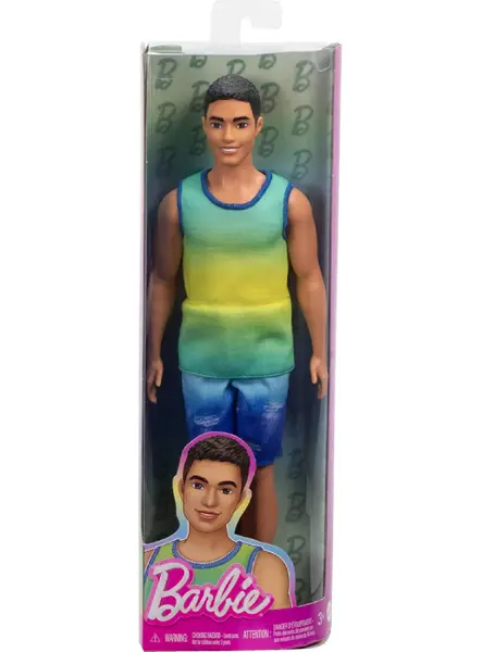 Barbie Ken Ombre Tank Jean Shorts With Black Hair Doll Fashionistas (hyv00)