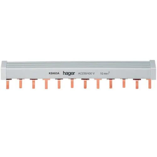 Bareta (busbar) cu pini P+N 12M 10mmp Hager KB463A, gri