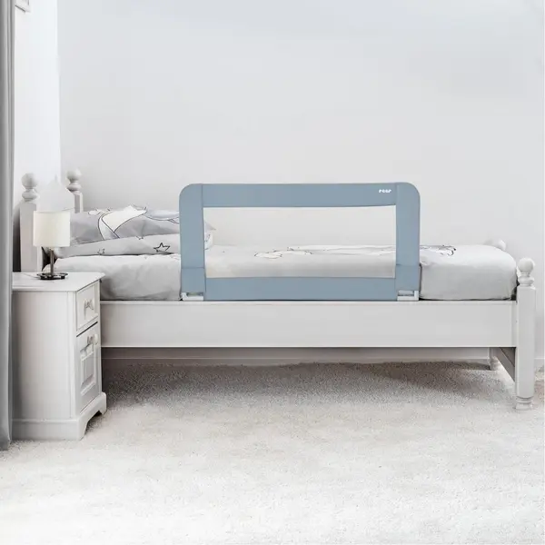 Bariera de protectie anticadere pat copii, lungime 100 cm, albastru-gri, Reer Sleepn Keep