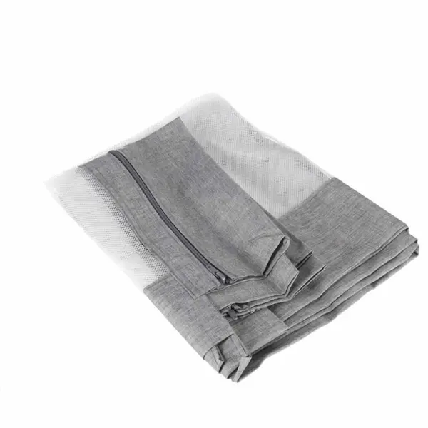 Bariera de protectie pentru pat Ikonka Grey 200 cm, cadru metalic, cu buzunar exterior