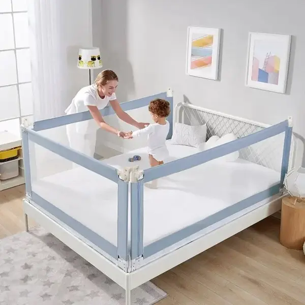 Bariera laterala pat, inaltime ajustabila 70-90 cm, 150 cm, Bleu