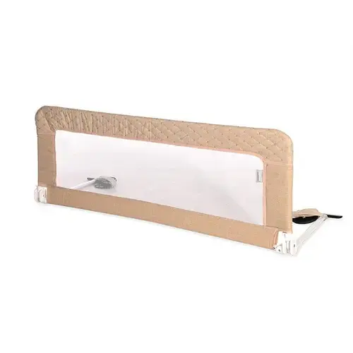 Bariera protectie pat Lorelli Safety Night, reglabila, husa detasabila, cadru metalic invelit in material moale, 118 x 44 cm, Fog Beige Sweet Dream