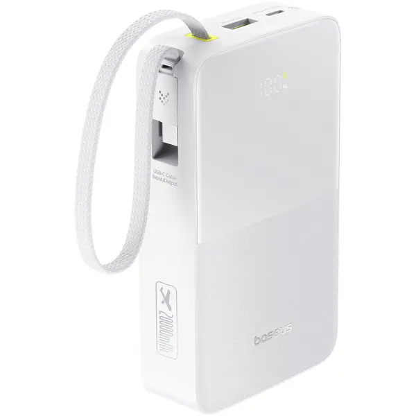 BASEUS Acumulator extern Baseus EnerFill FC51 Bipow 2 Pro Digital 20.000 mAh, 22.5W, USB-C, USB-A, Alb