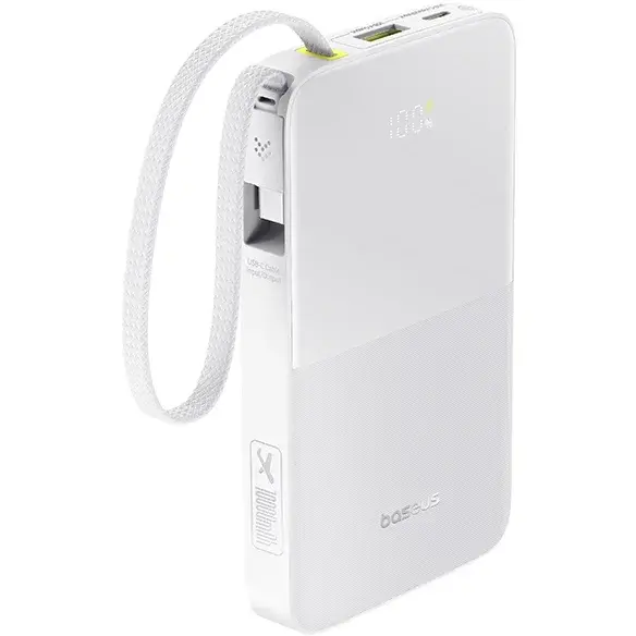 BASEUS Acumulator extern Baseus EnerFill FC51 Bipow2 Pro, Digital Display, 10.000 mAh, 22.5W, USB-C, USB-A, Alb