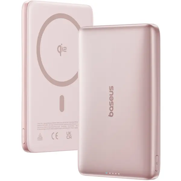 BASEUS Acumulator extern Baseus PicoGo AM41, Ultra-Slim, Qi2 Magnetic, 10.000 mAh, 27W, Roz