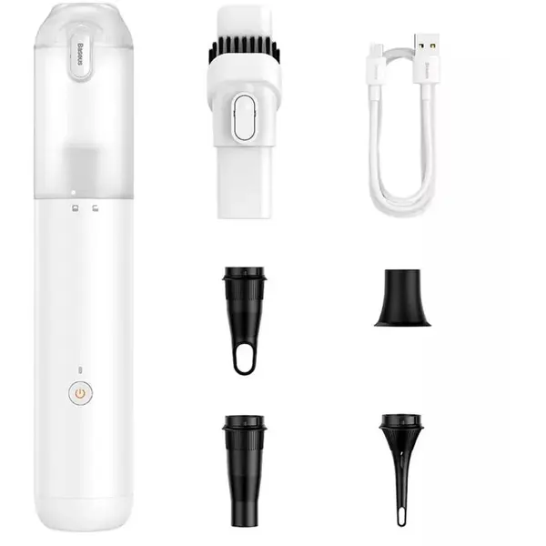 BASEUS Aspirator de mana Baseus A3 Lite, putere aspirare 12000pa, suporta incarcare QC3.0, filtru HEPA, acumulator 6000mAh cablu inclus Type-C la USB, 100 W, Alb