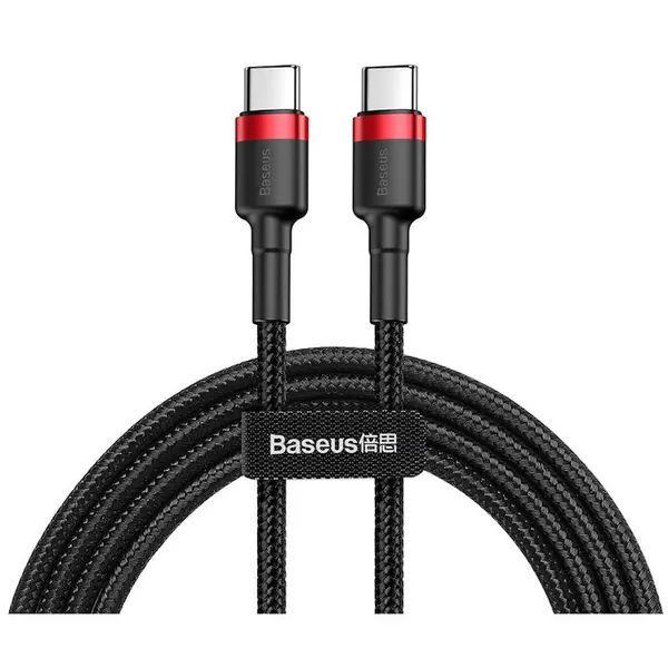 BASEUS Baseus CABLU alimentare si date Baseus Cafule, Fast Charging Data Cable pt. smartphone, USB Type-C la USB Type-C 3A / 60W, 1m, rosu + negru CATKLF-G91