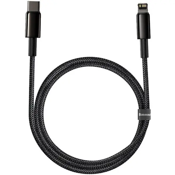 BASEUS Baseus Tungsten Gold USB-C do Lightning, 20W, 5A, PD, 1m (czarny)