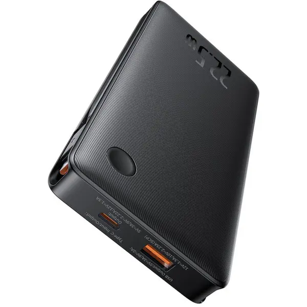 BASEUS Baterie externa Baseus Airpow Lite, 10000mAh, 22.5W, Incarcare rapida, USB-C, USB-A, cablu dual Lightning si USB-C, Negru