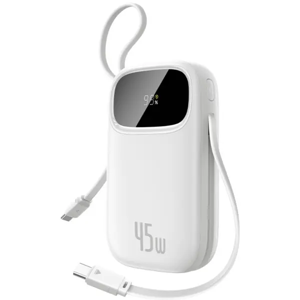 BASEUS Baterie externa Baseus EnerFill FC31 20.000 mAh, 45W, cabluri duale USB-C retractabile, Alb