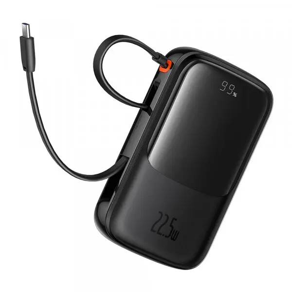 BASEUS Baterie Externa Baseus Qpow Pro+, 10000mAh, 22.5W, QC + PD, 1 x USB-A - 2 x USB-C, Neagra