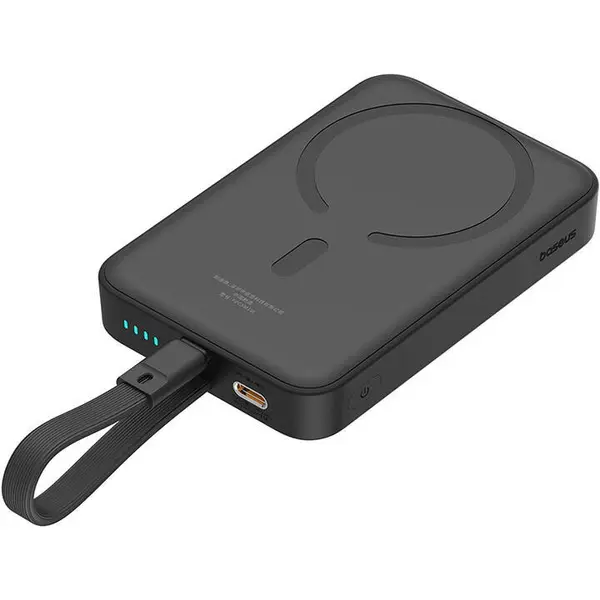BASEUS Baterie externa portabila Baseus Magnetic Mini, Incarcare Wireless, Fast Charge 20W, 10000 mAh, Cablu USB-C inclus, Negru